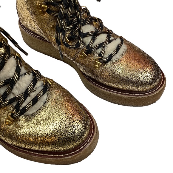 J Crew Gold Metallic Faux Fur Winter Boots AE 998 - Picture 8 of 15
